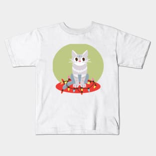 Christmas cartoon cat! Kids T-Shirt